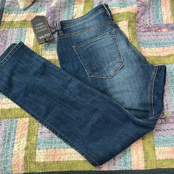 DUER Men’s Performance Denim Athletic Straight Heritage Rinse Size 34 x 32 - NWT - Picture 4 of 9